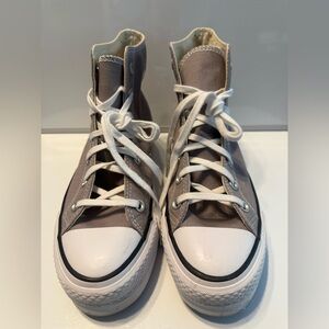 CONVERSE CTAS LIFT HI High-Top Canvas Sneakers-Gray Women’s US Size 8.5